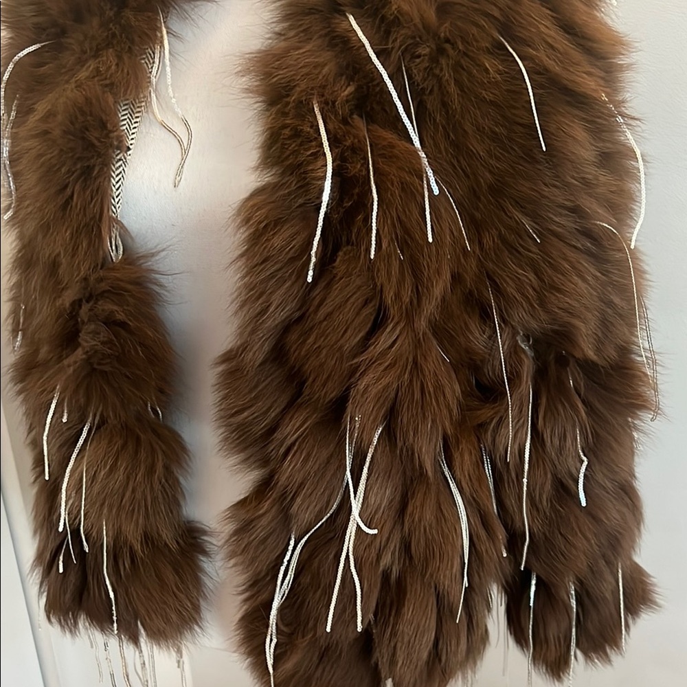 Chic Brown Fox Fur Jacket